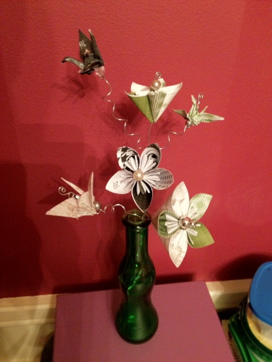 origami flowers centerpiece
